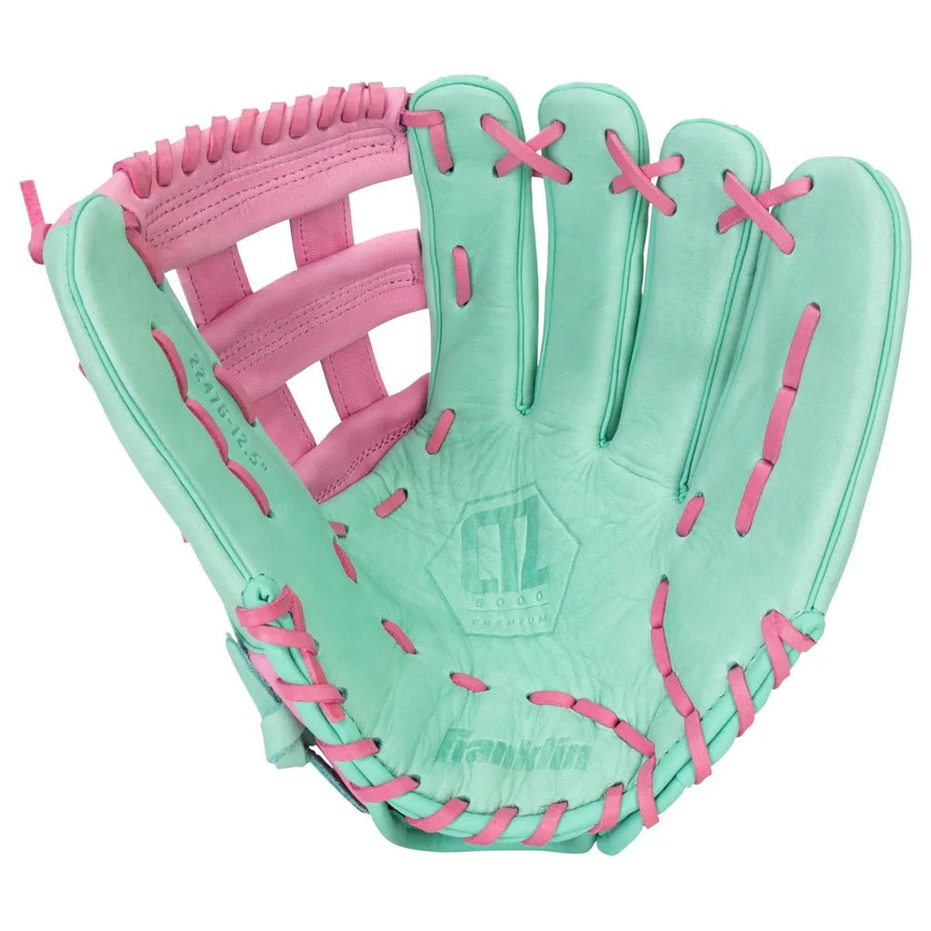 Franklin Sports CTZ5000 12.5" Baseball Glove Mint & Rose – Premium Cowhide Leather Fielding Mitt