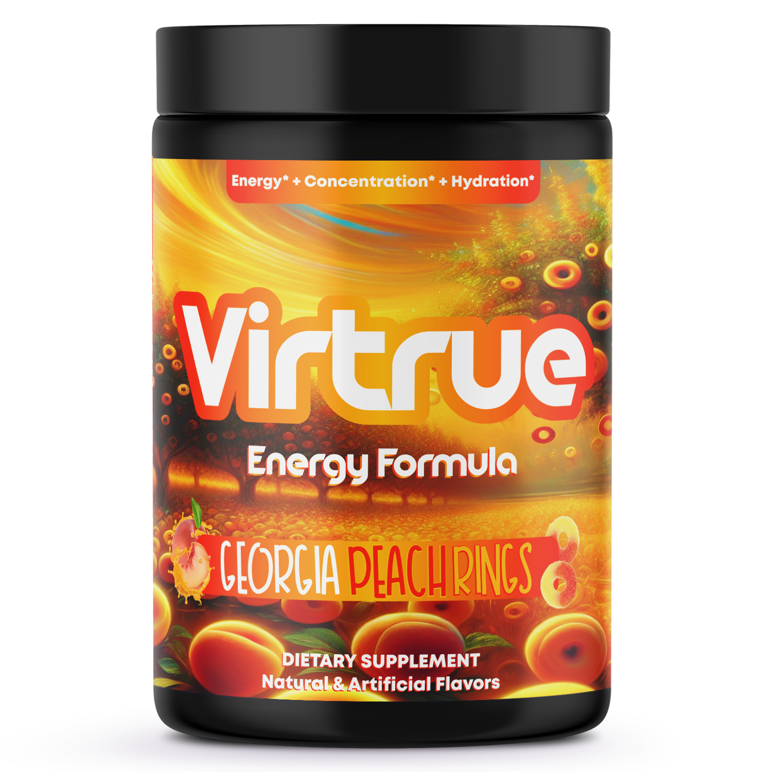 Georgia Peach Rings Pre-Workout Energy Powder + Focus Boost & Hydration | Sugar Free