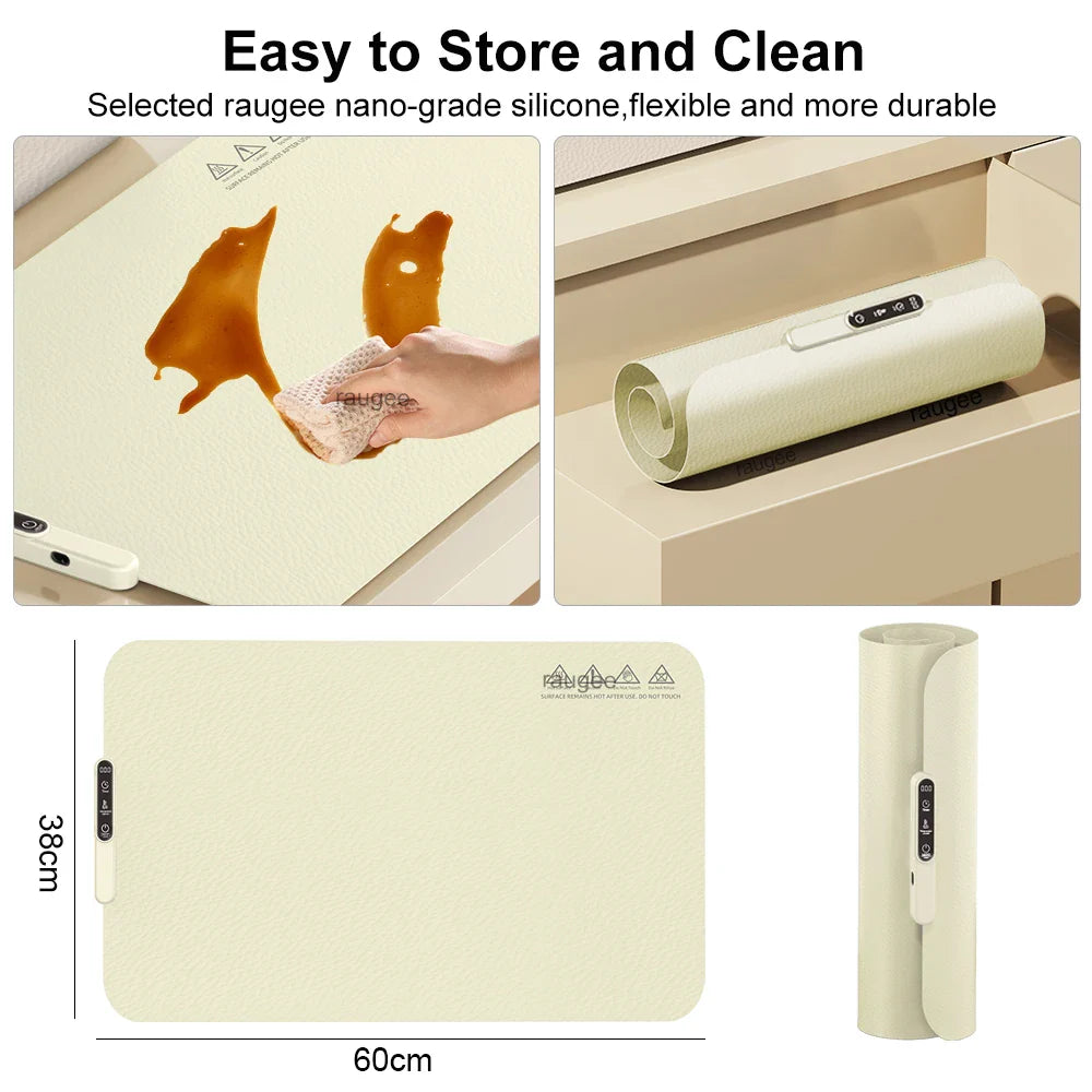 Electric Food Warmer Foldable Warming Tray Fast Heating Mat Keep Food Hot Constant Mat Portable Food Warm Plate 6 Temp Setting