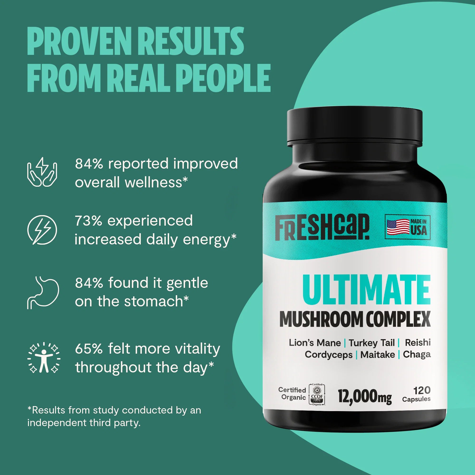 Organic Mushroom Complex Supplement Capsules